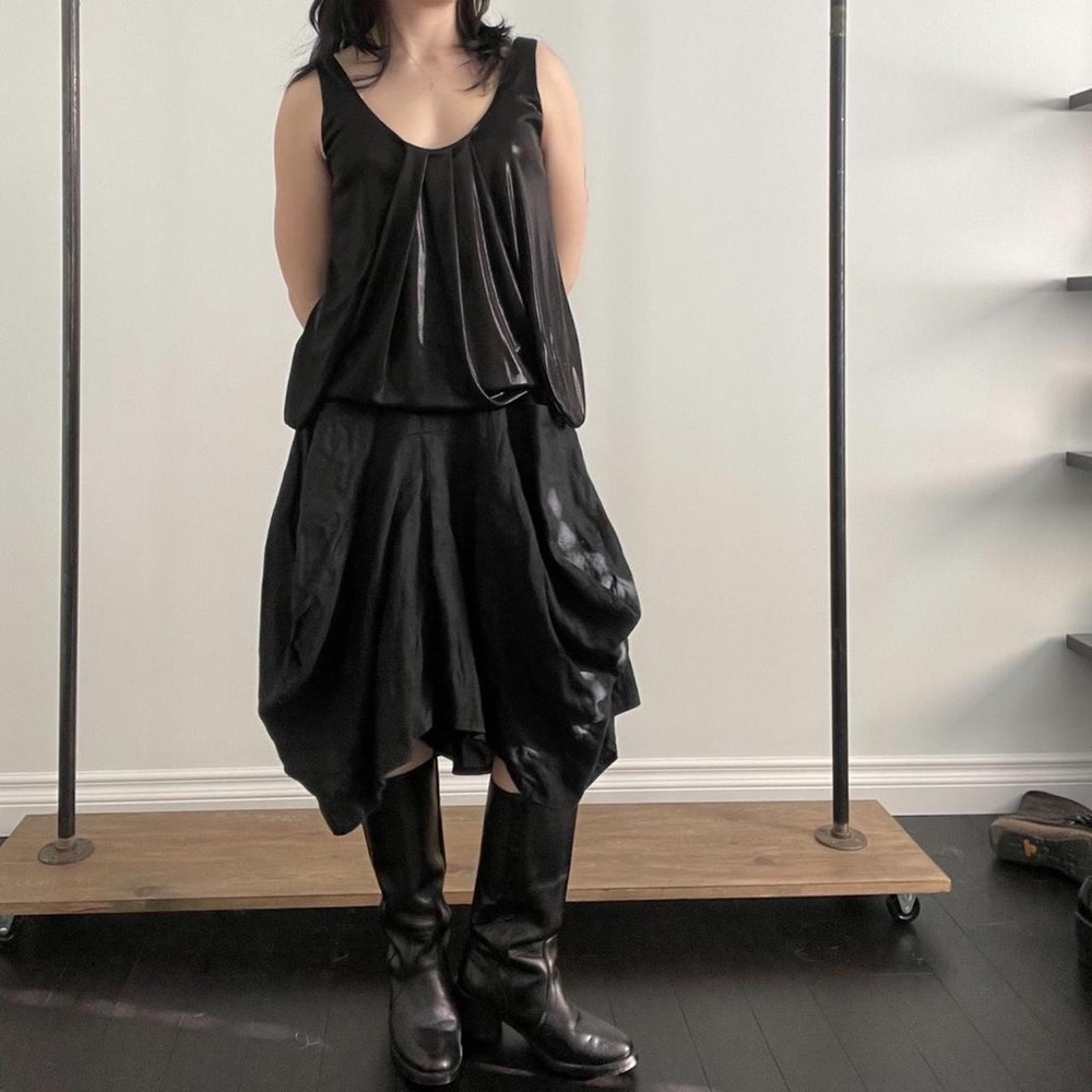 Ann von fürstenberg draped metallic tank top